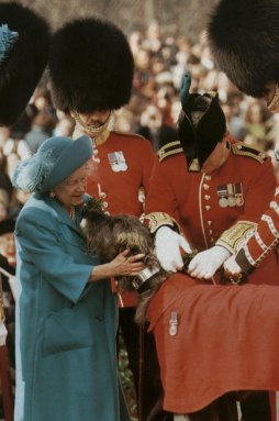 Her Majesty Queen Elizabeth The Queen Mother presents shamrock to Cuchulain